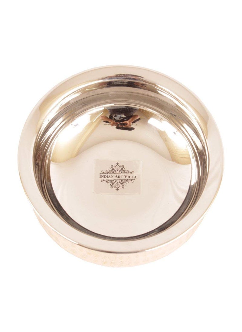 INDIAN ART VILLA 22 X 58 X 21 Handmade Stainless Steel Copper Dish Serving Indian Food Daal Curry Set of 6 Handi Bowl Capacity 500 ML for use RestaurantGift Item