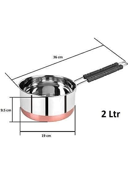 Nirvika Stainless Steel Sauce Pan Set of 3 Sauce Pan Milk Pan Tapeli Patila 2 Litre15 Litre 1 Litre Milk Boiler Cookware with Handle
