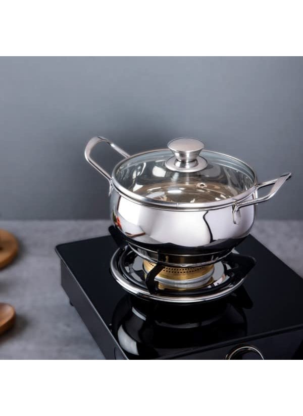 Ramson Stainless Steel Handi with Glass Lid 14 cm 1 Litre Carnival Kitchen Serving Cooking Range with Induction Base