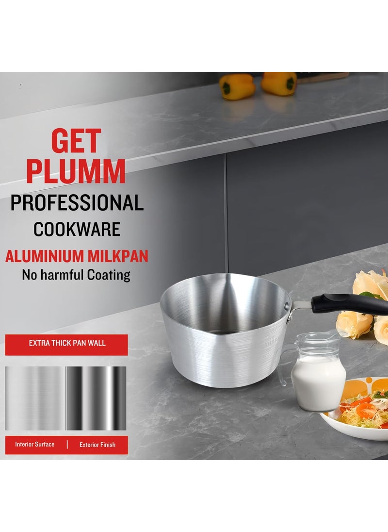 Get Plumm Aluminium Tea PanSauce PanMilk Pan 20cm with Black Handle EcoFriendly Strong Durable Tapeli Patila Sauce Pot Cookware Ideal for Daily Usage Silver