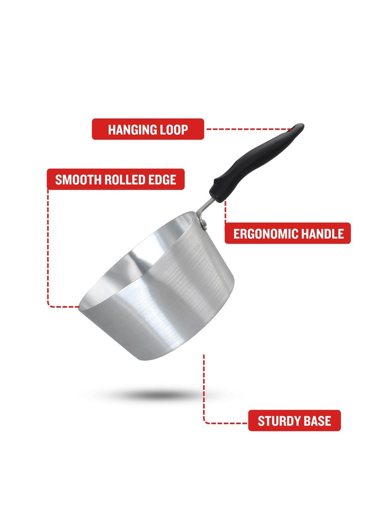 Get Plumm Aluminium Tea PanSauce PanMilk Pan 20cm with Black Handle EcoFriendly Strong Durable Tapeli Patila Sauce Pot Cookware Ideal for Daily Usage Silver