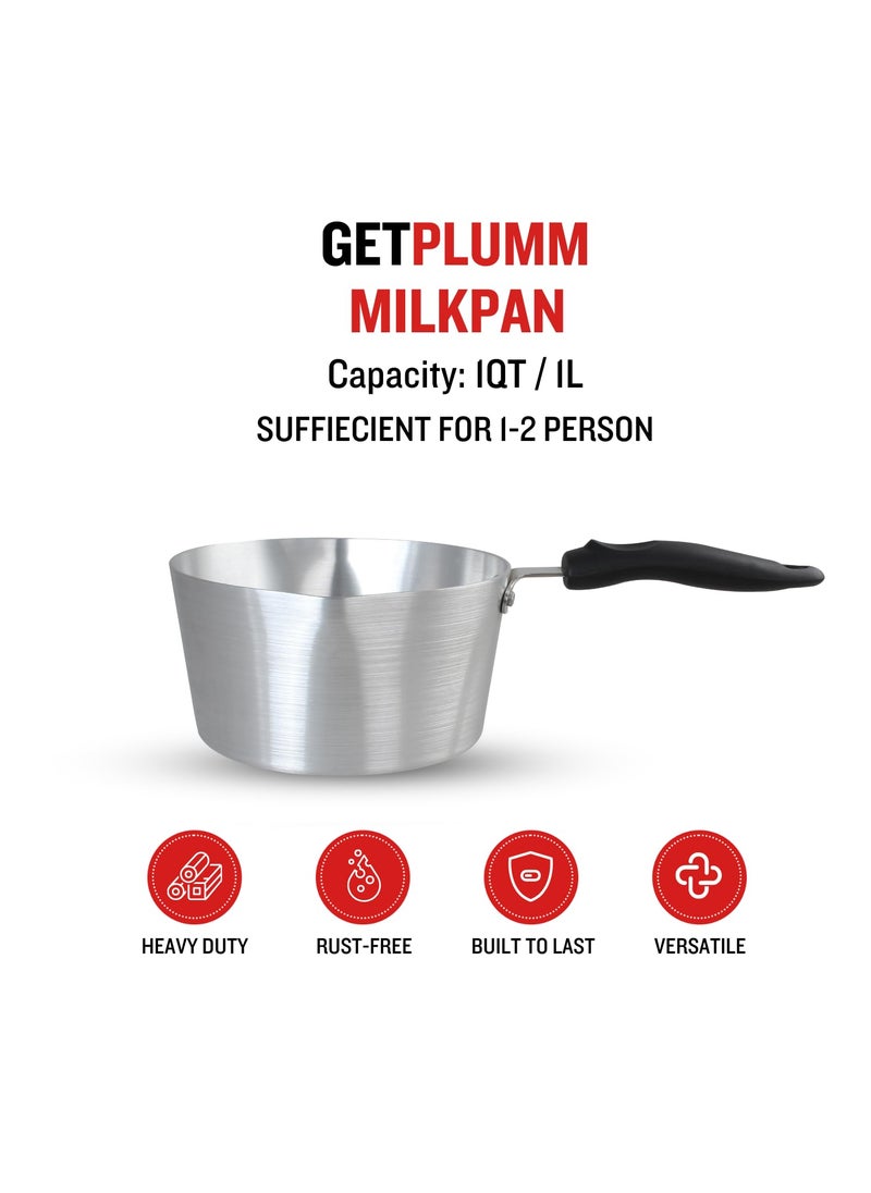 Get Plumm Aluminium Tea PanSauce PanMilk Pan 20cm with Black Handle EcoFriendly Strong Durable Tapeli Patila Sauce Pot Cookware Ideal for Daily Usage Silver