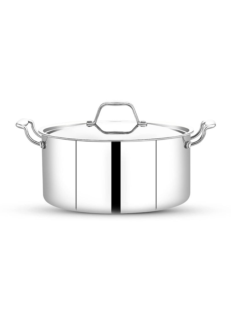 Maxima Triply Cookware Saucepot Compatible with Induction and Gas Heat Resistant Riveted Handle Fast Cooking Triple Layer Stainless Steel Size 18 CM Capacity 22 LTR