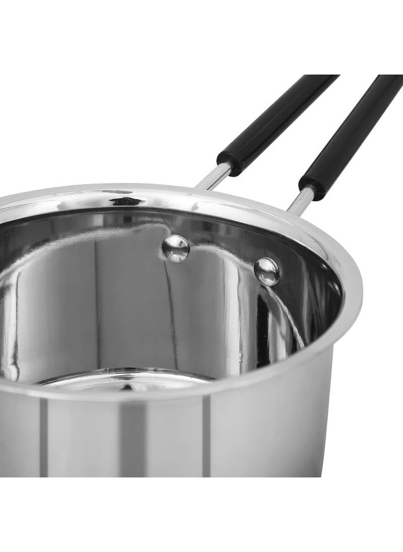 BRIGHT BLOOM Heavy Steel Sauce 1 Litre Gas Stove Friendly Silver 18 Gauge Pan Sauce Pan Milk Pan Tapeli Patila Milk Boiler Cookware with Handle Guage Weight 560g
