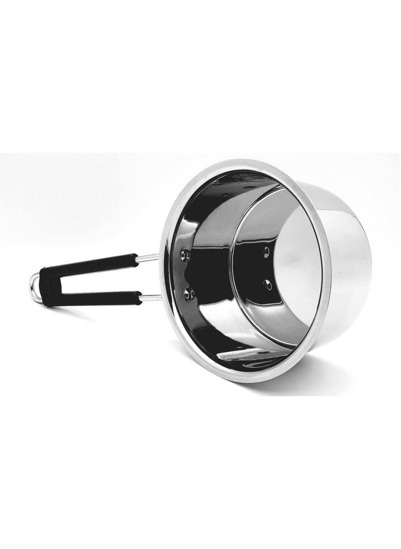 BRIGHT BLOOM Heavy Steel Sauce 1 Litre Gas Stove Friendly Silver 18 Gauge Pan Sauce Pan Milk Pan Tapeli Patila Milk Boiler Cookware with Handle Guage Weight 560g