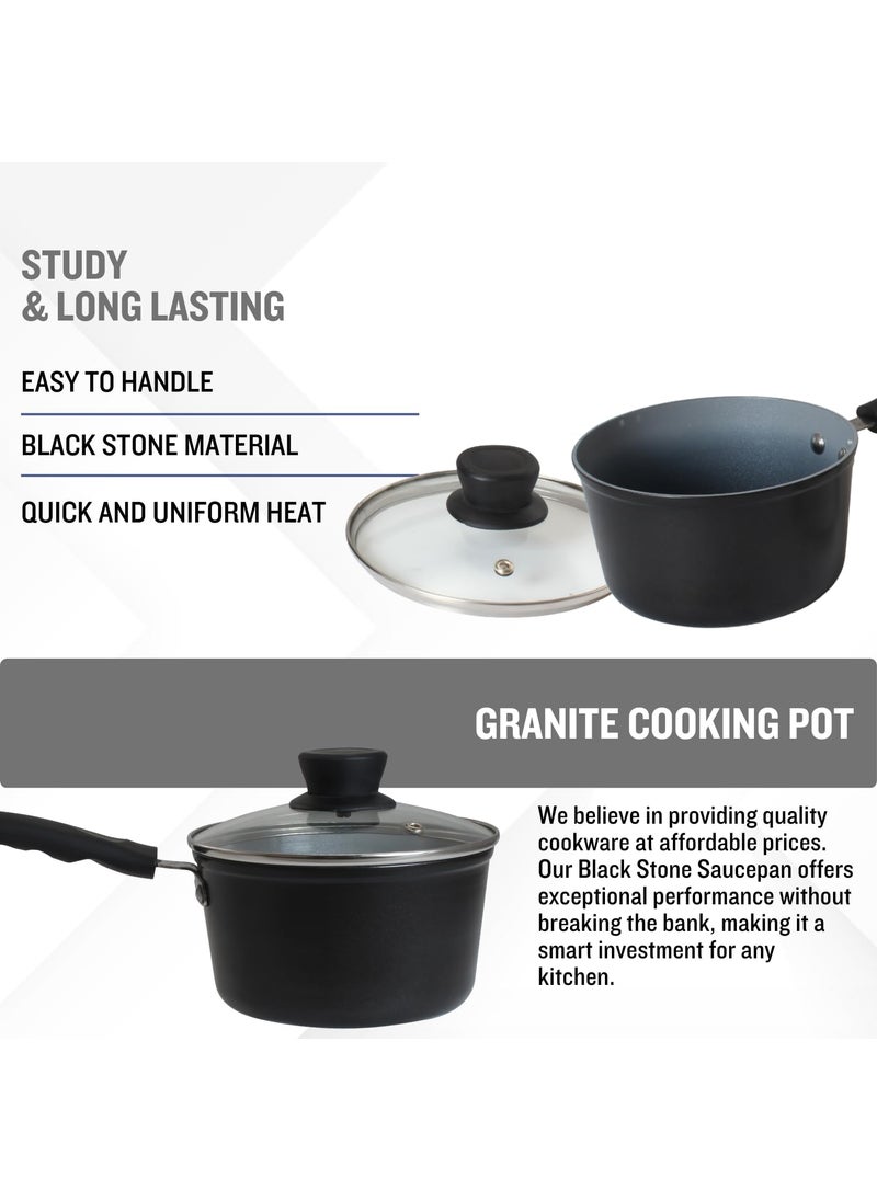 GET PLUMM Sauce Pan Induction Base Sauce Pan for Tea Gas Stove Compatible Pan for Making Tea Milk Boiler Cookware with Ceramic Coating with Black Bakelite Handle 16 cm Black