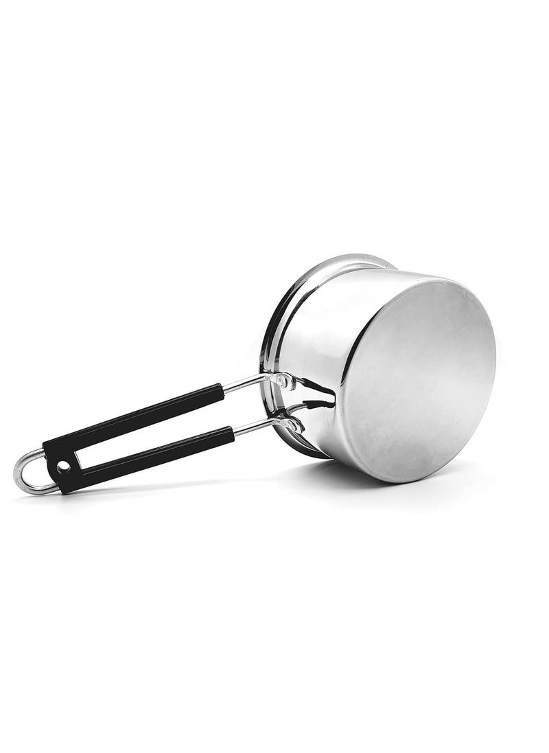BRIGHT BLOOM Heavy Stainless Steel Sauce 1 Litre Gas Stove Friendly Silver 18 Gauge Pan Sauce Pan Milk Pan Tapeli Patila Milk Boiler Cookware with Handle Guage Weight 560g