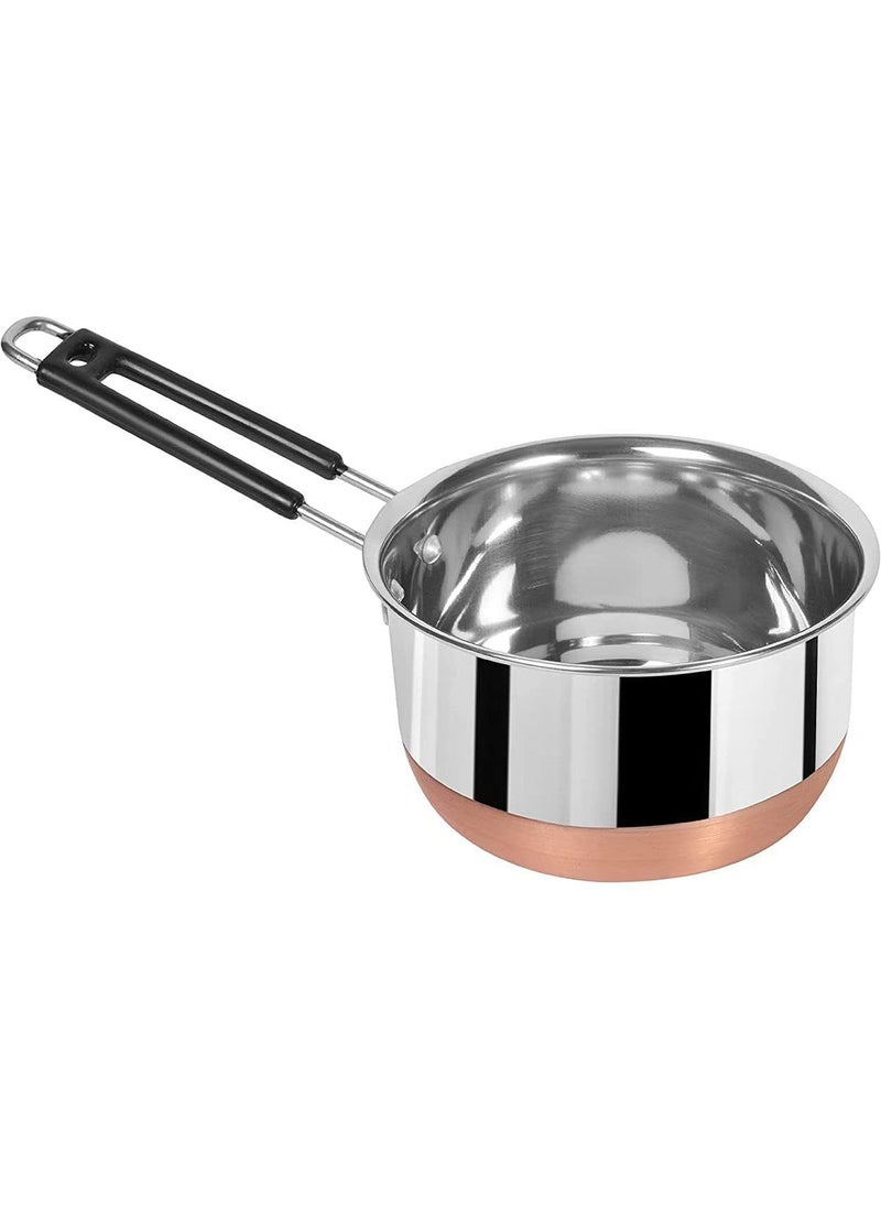 VARSHA INTERNATIONAL Stainless Steel Copper Bottom SaucepanMilk PanTea PanTapeliPatilachai pan 3 pcs Combo Set Capacity 1 15 2 Liter Sauce Pan