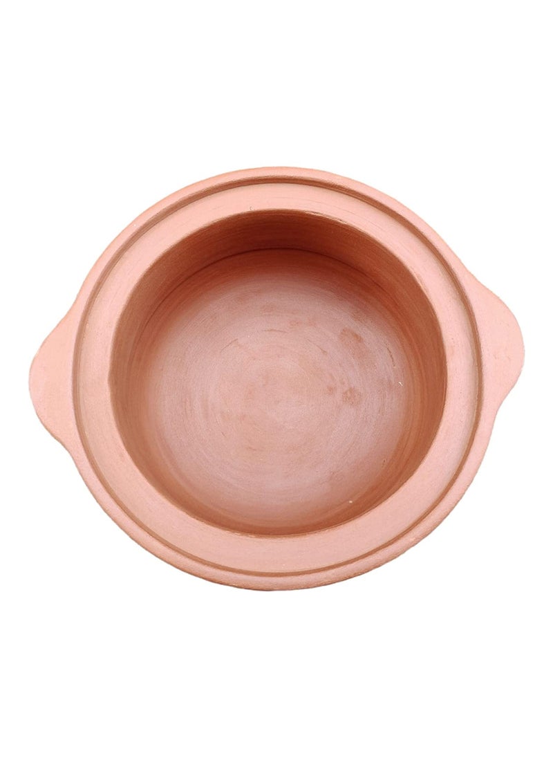 EZAHK Earthen Clay Handi with Lid Clay Pot for Cooking Curry Dal Serving Natural Traditional 3 L Brown