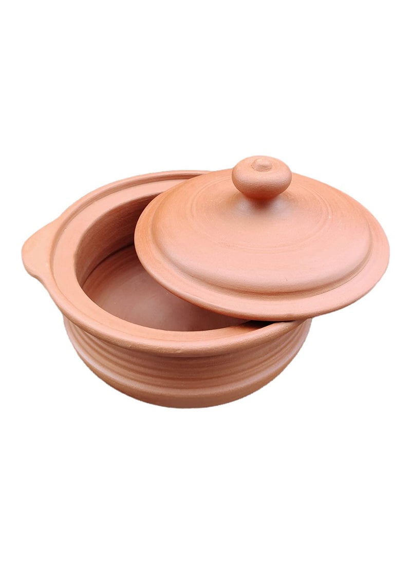 EZAHK Earthen Clay Handi with Lid Clay Pot for Cooking Curry Dal Serving Natural Traditional 3 L Brown