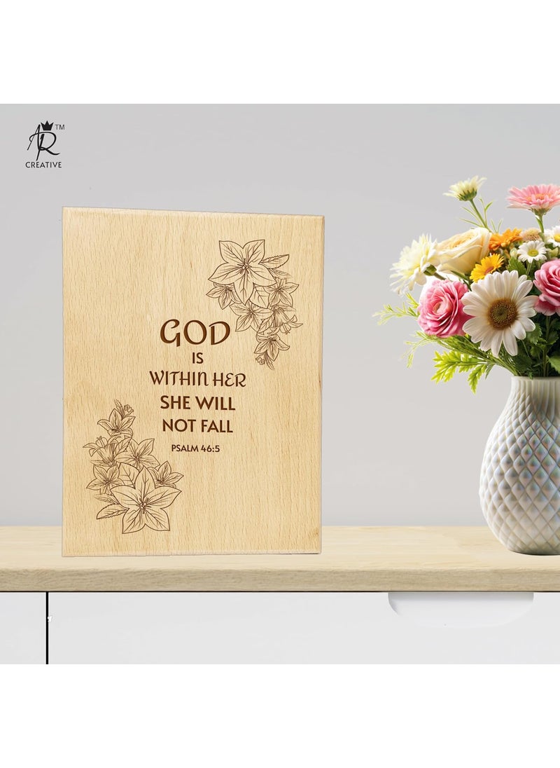 AR Creative God Is Bible Verse Engraved Wooden Frame For Study Table Book Shelf Office Desk Home Decoration Bible Quotes Wooden Christian Tabletop Art Bible Verse Home Office Decor Wooden Plaque 6 inch x 8 inch