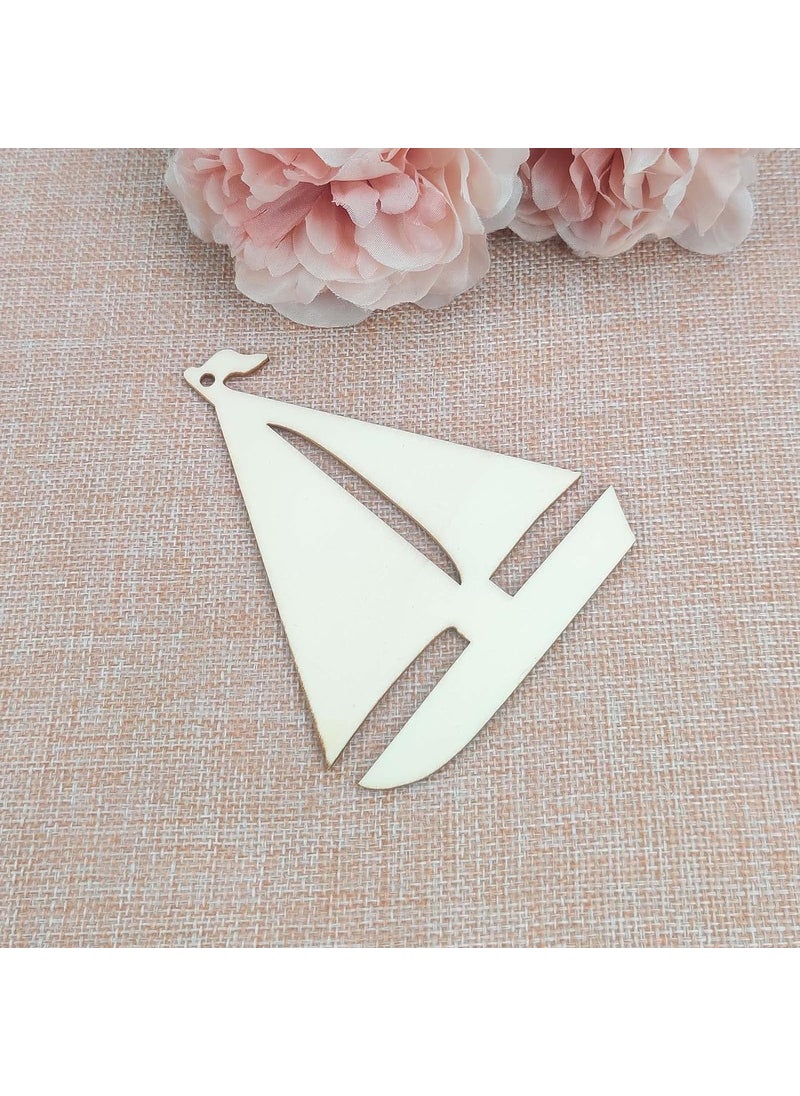 Cliths 20pcs Wood DIY Crafts Cutouts Blank Wooden Sailboat Shaped Hanging Ornaments Gift Tags for DIY Projects Sailing Party Home Decorations