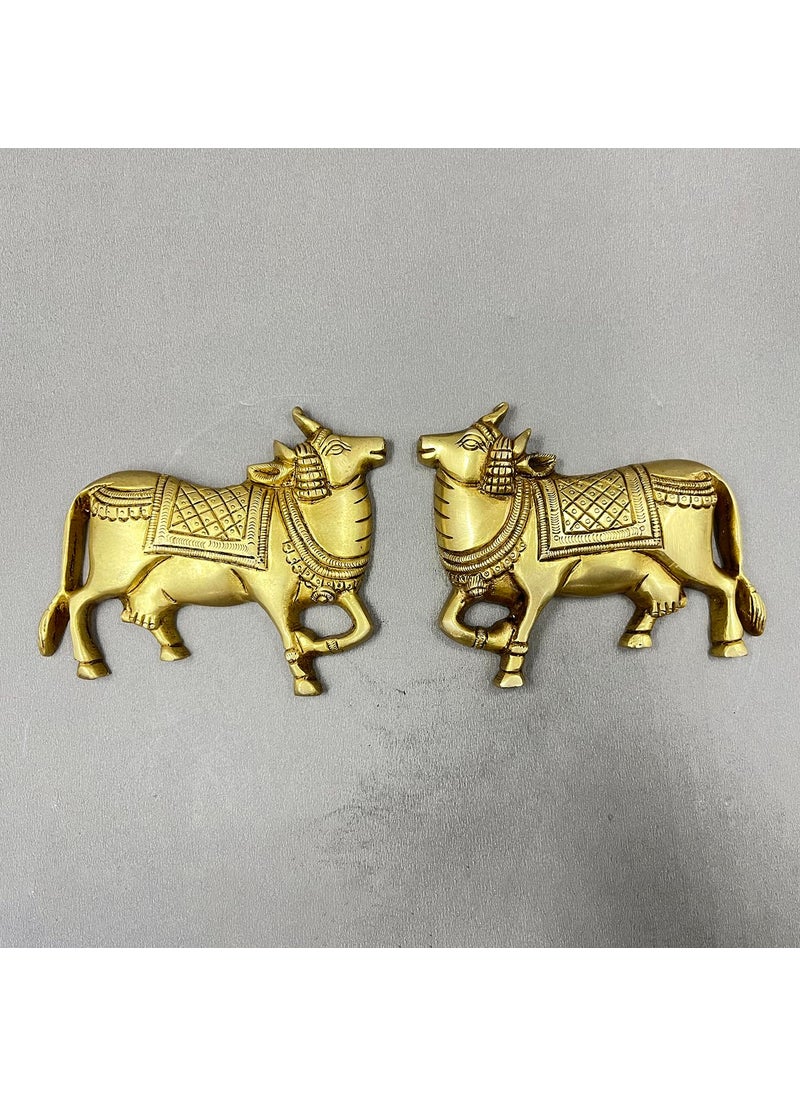 Umi Cow Brass Wall Hanging for Wall Door Home Decor Hanging Brass Cow Pair with Lotus Flower for Decoration Housewarming Gift
