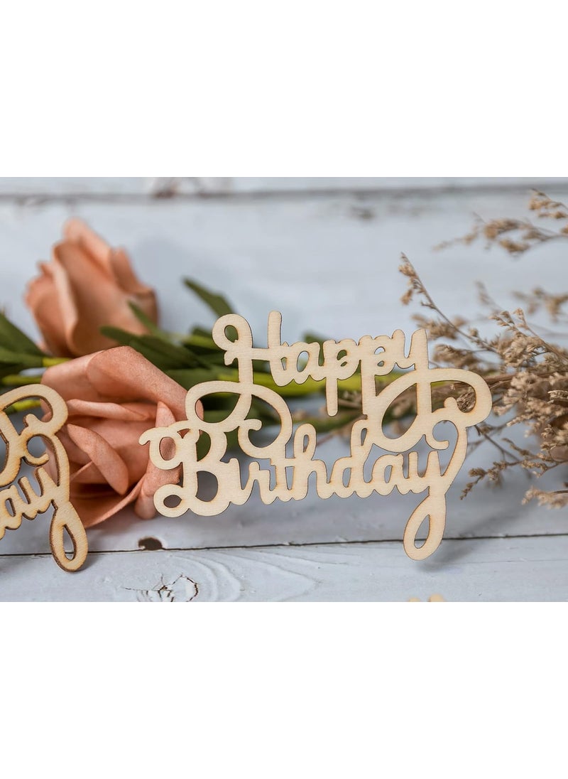 Cliths 10 Pack Mini Happy Birthday Wood Wall Art Happy Birthday Unfinished Ornaments for Christmas Wedding Birthday Party Decoration Home Door Wall Decorations