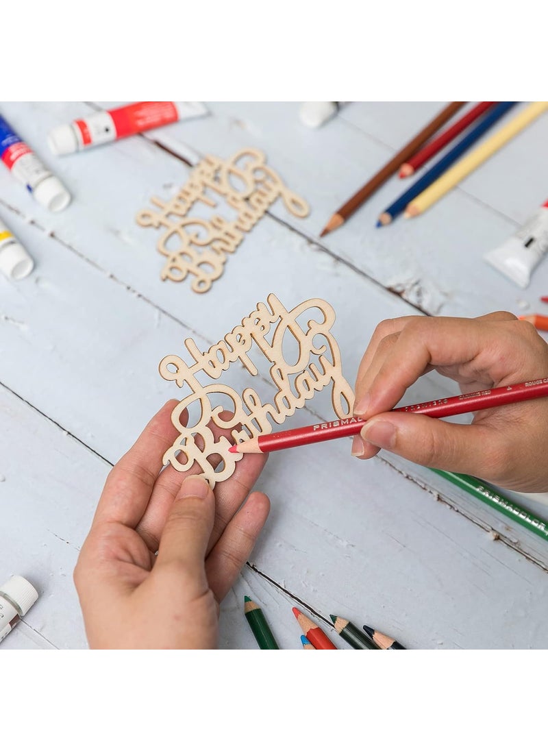 Cliths 10 Pack Mini Happy Birthday Wood Wall Art Happy Birthday Unfinished Ornaments for Christmas Wedding Birthday Party Decoration Home Door Wall Decorations
