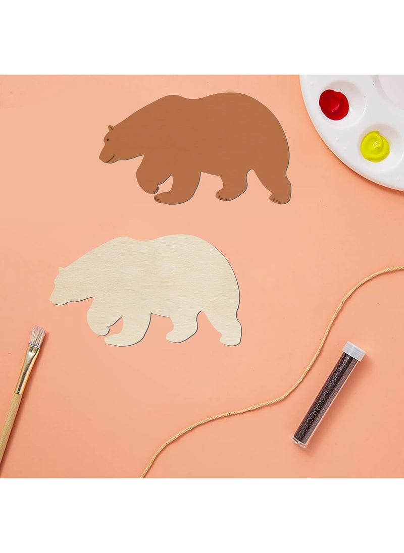Cliths Bear Wooden Blank Grizzly Wood Wall Art Unfinished Ornaments for Christmas Wedding Birthday Party Thanksgiving Day Decoration 20Pcs