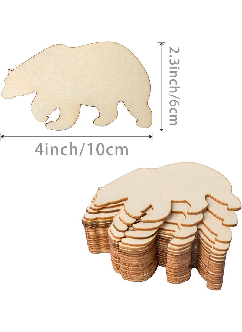Cliths Bear Wooden Blank Grizzly Wood Wall Art Unfinished Ornaments for Christmas Wedding Birthday Party Thanksgiving Day Decoration 20Pcs