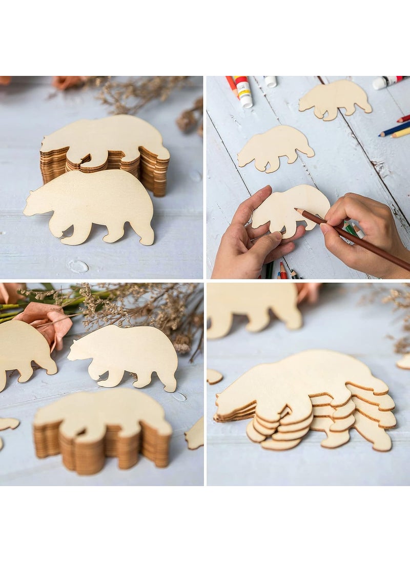 Cliths Bear Wooden Blank Grizzly Wood Wall Art Unfinished Ornaments for Christmas Wedding Birthday Party Thanksgiving Day Decoration 20Pcs