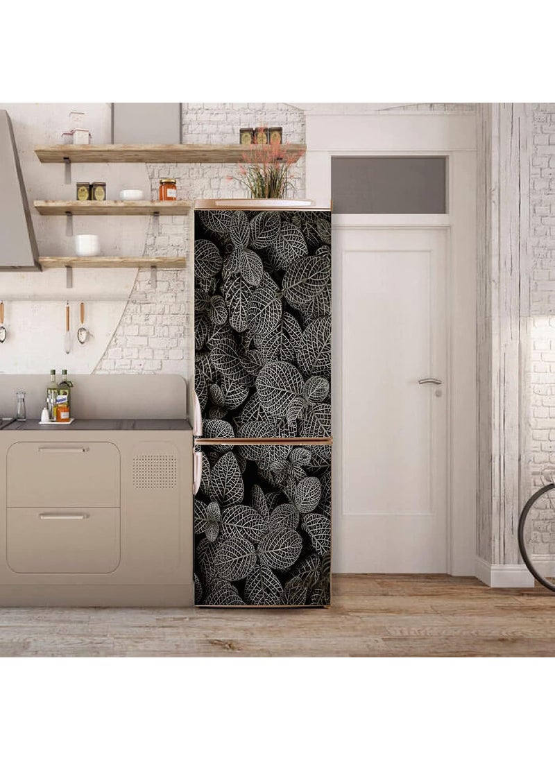 Advait Designs Decorative Abstract Beautiful Dark Leaves Extra lardge Fridge Sticker for Fridge dcor 60Cm X 160Cm