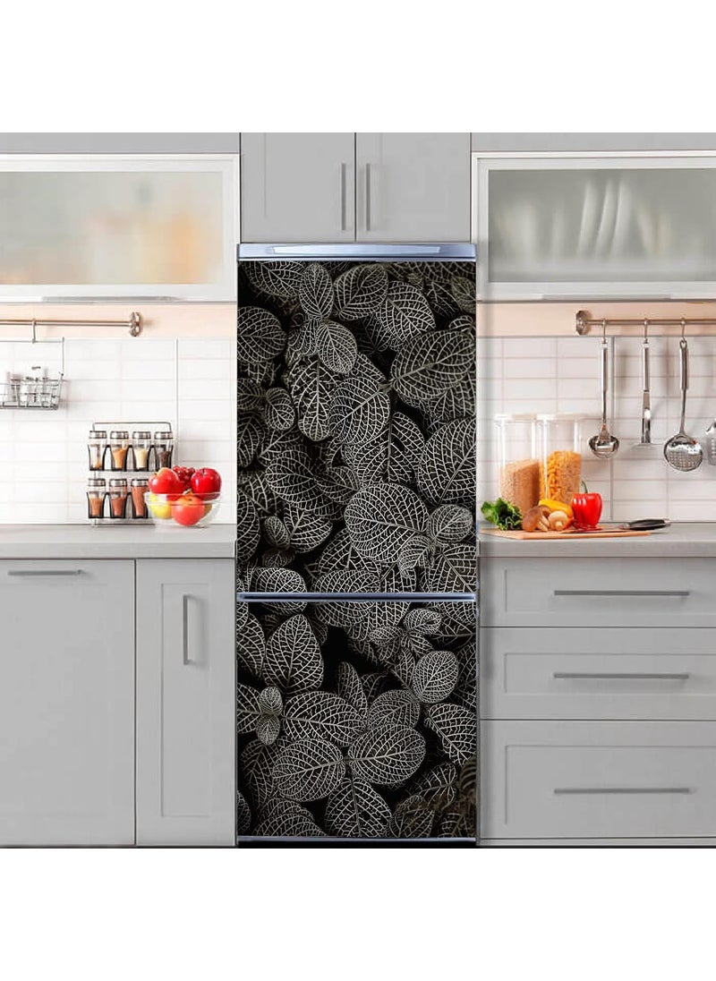 Advait Designs Decorative Abstract Beautiful Dark Leaves Extra lardge Fridge Sticker for Fridge dcor 60Cm X 160Cm