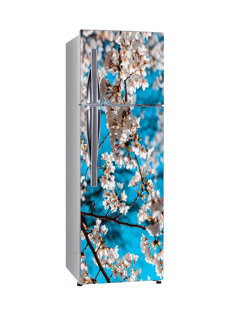 Advait Designs Decorative Beautiful White Flowers Leaves Extra lardge Fridge Sticker for Fridge dcor 60Cm X 160Cm