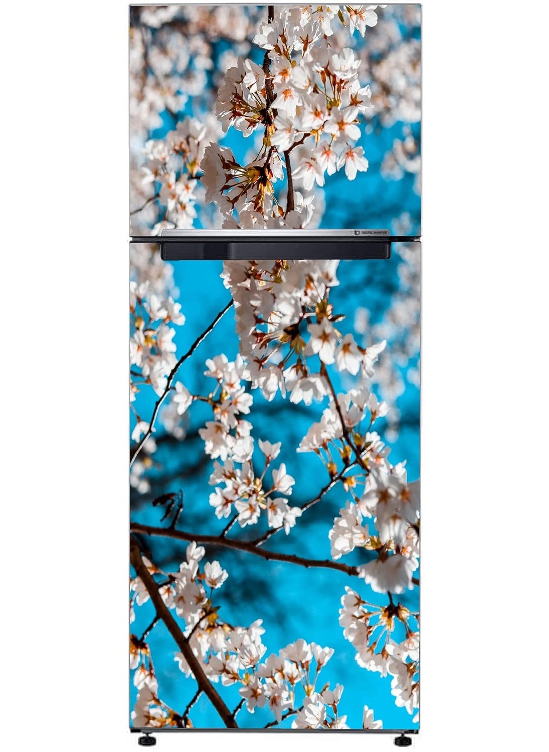 Advait Designs Decorative Beautiful White Flowers Leaves Extra lardge Fridge Sticker for Fridge dcor 60Cm X 160Cm