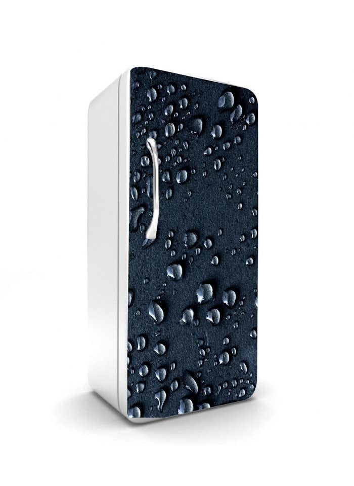 Advait Designs Abstract Design 3D Water Drops Design Fridge Sticker Fridge Wrap Decorative Sticker Multicolor PVC Vinyl 120x60