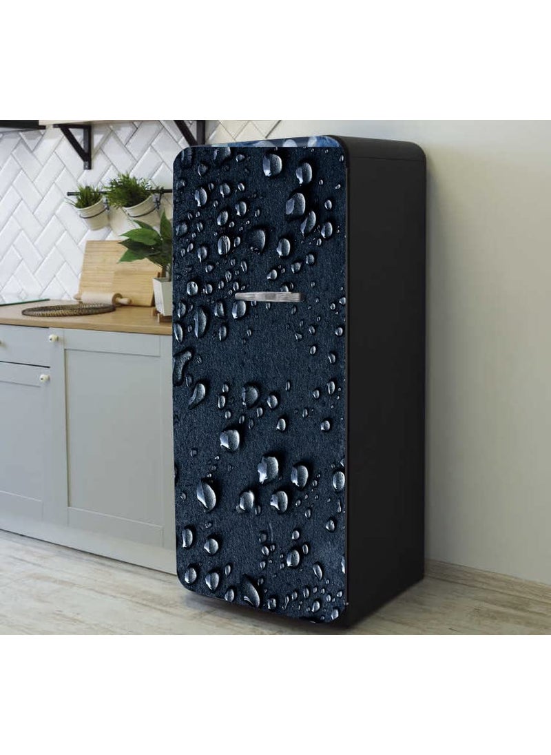 Advait Designs Abstract Design 3D Water Drops Design Fridge Sticker Fridge Wrap Decorative Sticker Multicolor PVC Vinyl 120x60
