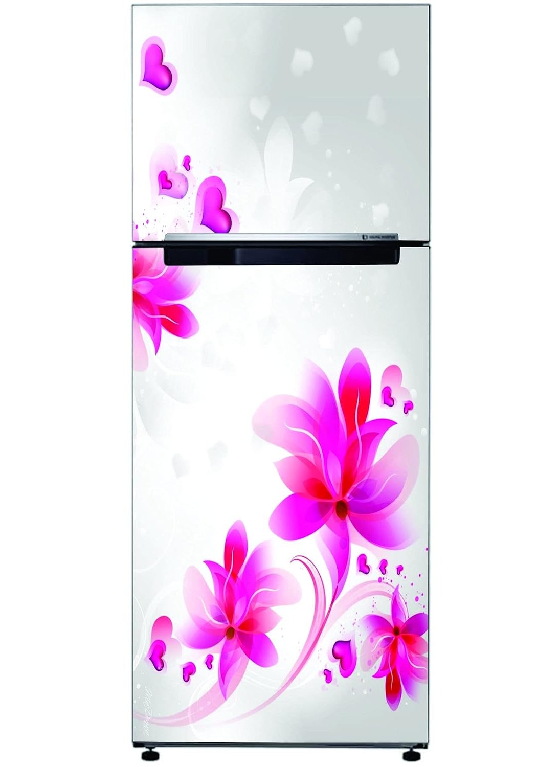 Advait Designs Decorative Beautiful Pink Flowers Leaves with Hearts Extra lardge Fridge Sticker for Fridge Sticker Decor 60Cm X 160Cm