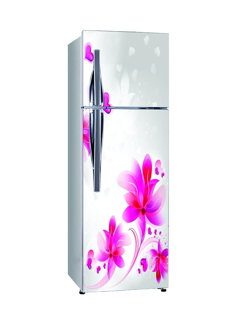 Advait Designs Decorative Beautiful Pink Flowers Leaves with Hearts Extra lardge Fridge Sticker for Fridge Sticker Decor 60Cm X 160Cm