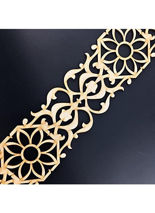Curious Button Wooden Wall Hanging Carved Wall Art for Living Room Geometric Wooden Panel MDF Jali for Wall Decoration for Home WxL10x74cm
