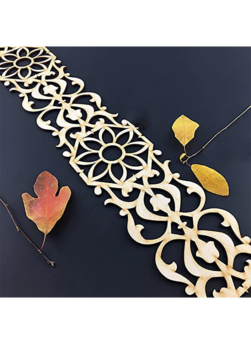 Curious Button Wooden Wall Hanging Carved Wall Art for Living Room Geometric Wooden Panel MDF Jali for Wall Decoration for Home WxL10x74cm