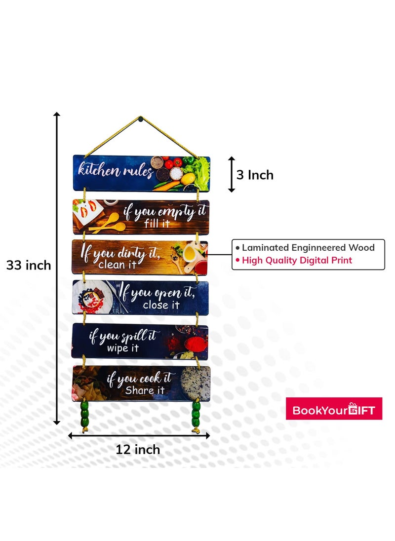 BookYourGIFT Kitchen Rules Wall HangingHanger Art Decoration item for Living Room Bedroom Home Decor Gifts Kitchen Quotes Decor Item