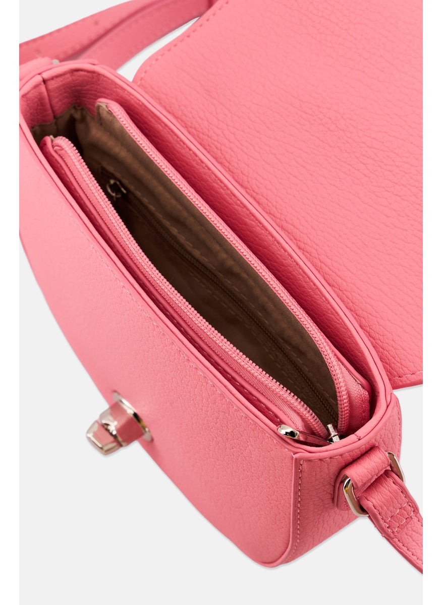 Women Brand Logo Crossbody Bag, Pink