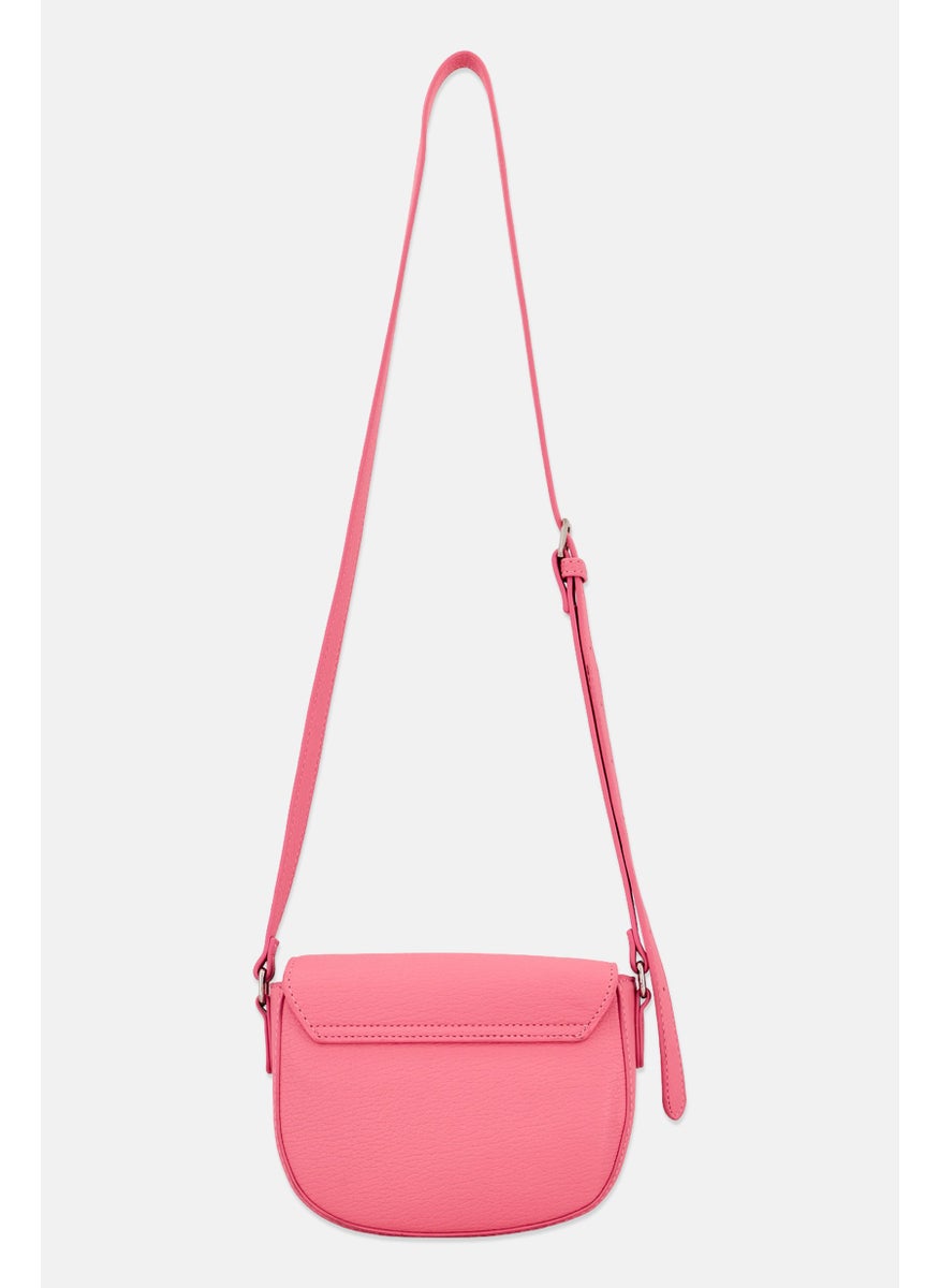 Women Brand Logo Crossbody Bag, Pink