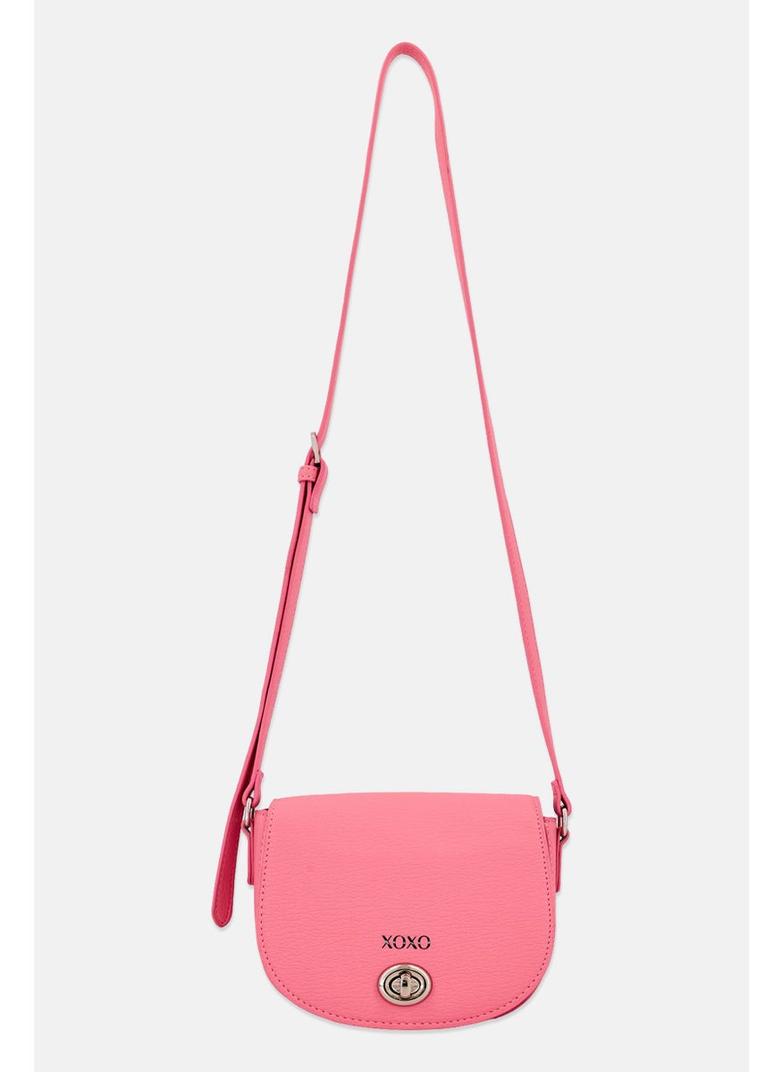 Women Brand Logo Crossbody Bag, Pink