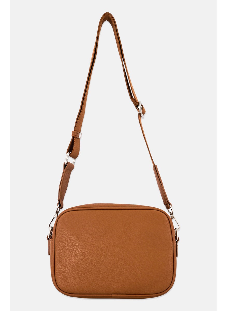 Women Brand Logo Crossbody Bag, Brown