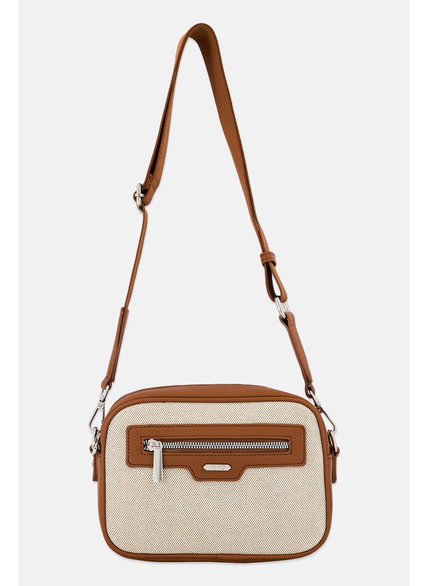 Women Brand Logo Crossbody Bag, Brown