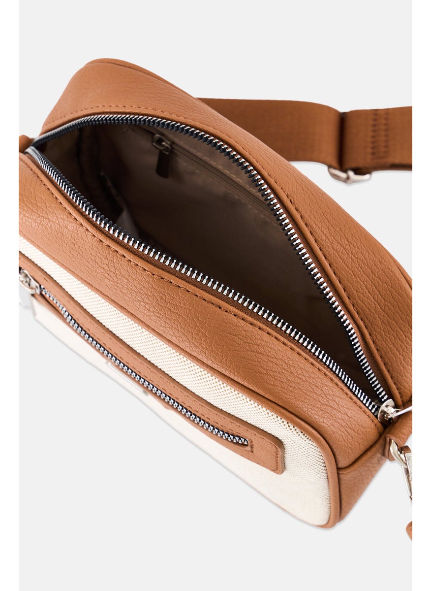Women Brand Logo Crossbody Bag, Brown