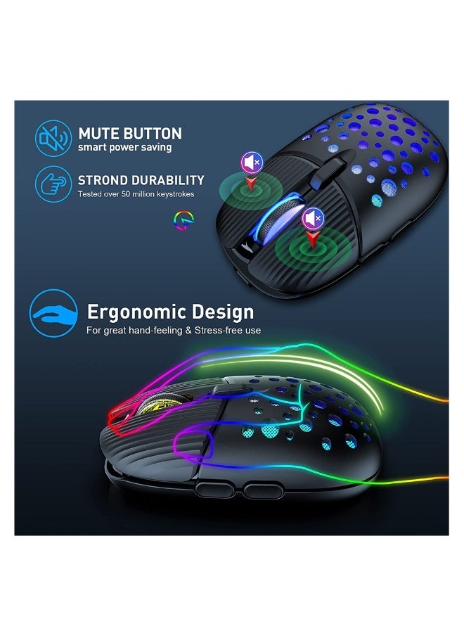 Wireless Gaming Mouse Portable Computer Mouse Cellular Housing Replaceable LED Color Ergonomic Optical Gaming Mouse