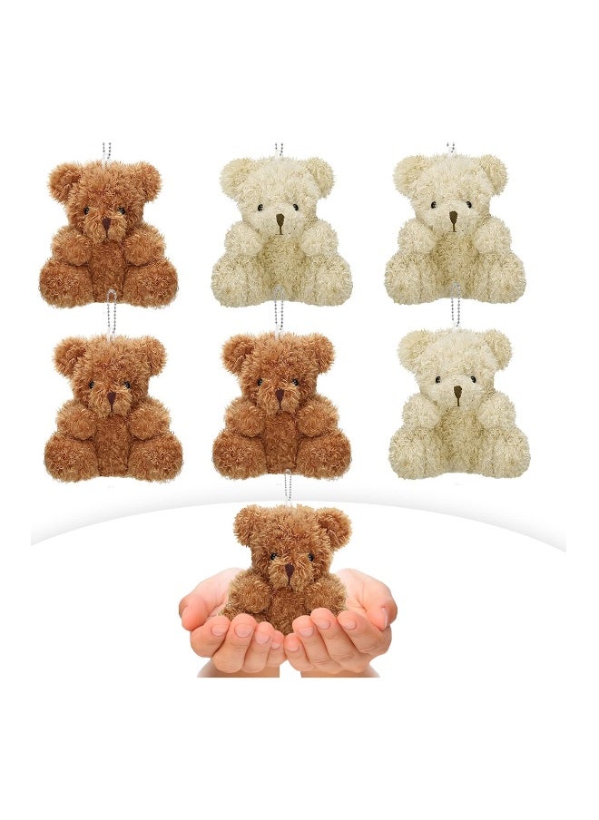 SYOSI Mini Teddy Bear, 6Pcs Stuffed Animal Toys, 4in Teddy Bears Doll for Boys Girls Birthday Cake Wedding Decorations Present Graduation Party Favors Bag Keychain