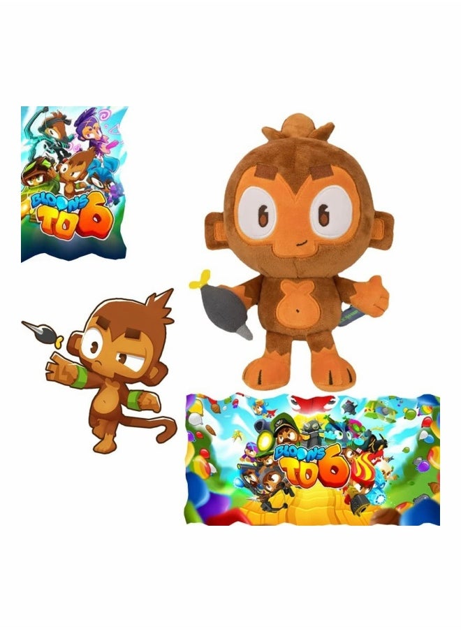 Bloons Monkey Plushies, Dart Monkey Plush Doll, Cartoon Bloonstd Soft Stuffed Doll, Game Monkey Stuffed Animal, Stuffed Animal for Fans, Cute Bloonstd Plush Gifts, 9.8 in