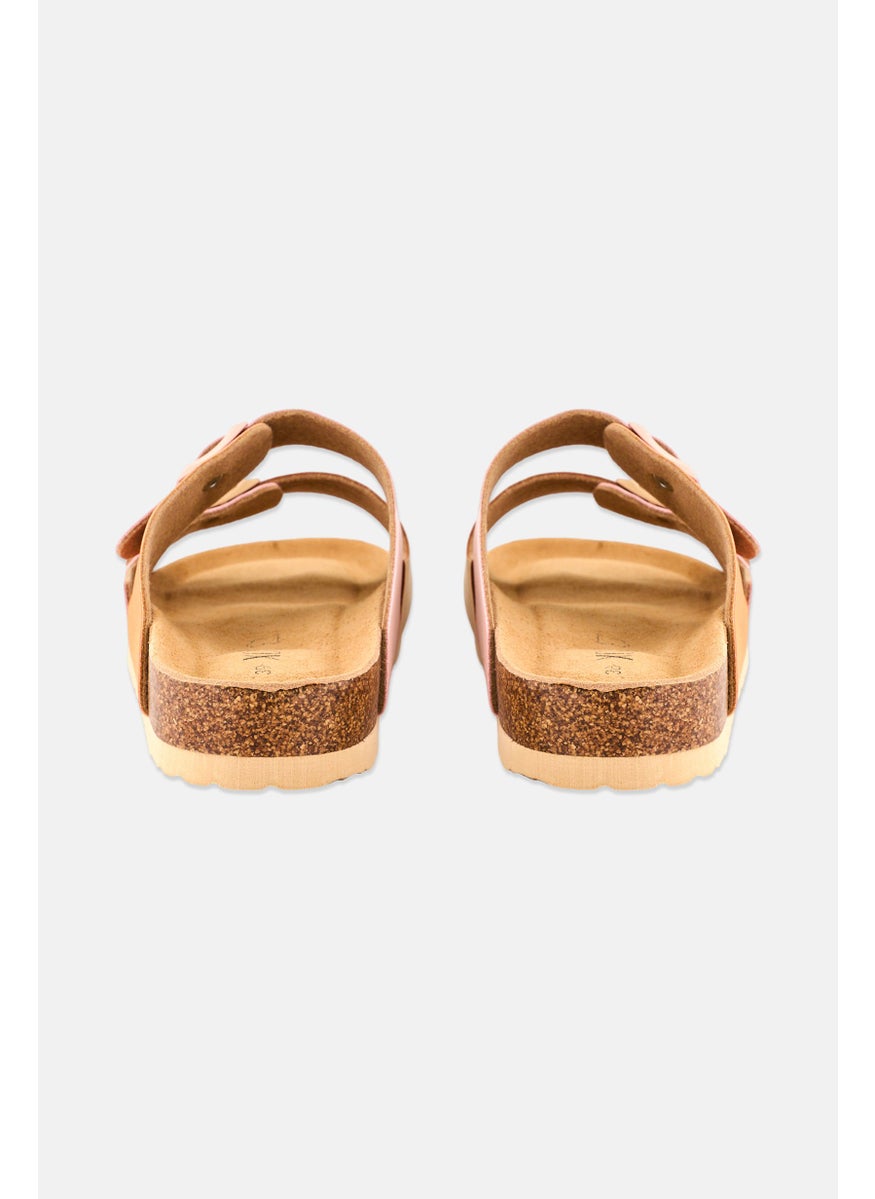 Women Slip On Cork Sandals, Pink Combo