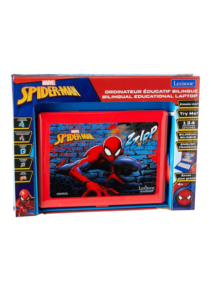 Disney Marvel Spider-Man - Educational and Bilingual Laptop French/English - Toy for Child Kid (Boys & Girls) 124 Activities, Learn Play Games and Music