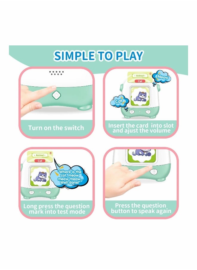 Toddler Toys for 2-5 Year Old Boys Girls, Learning Toys Talking Flash Cards with 110 Cards 220 Sight Words, Preschool Educational Toys Games with Sound Effect Kids Birthday Gifts (Green)