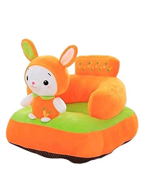 SANA TOYS Rabbit Shape Soft Plush Cushion Sofa Seat or Rocking Chair for Kids Orange 0 to 4 Years