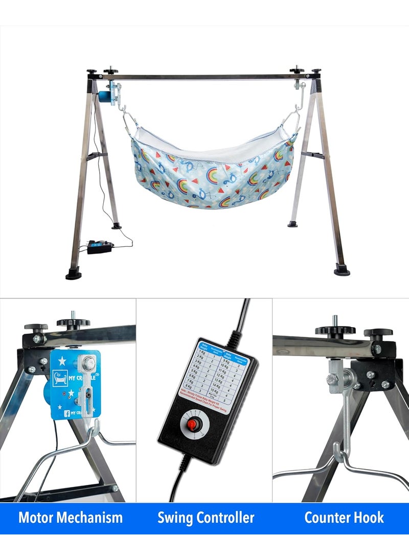 MY CRADLLE THE CRADLLE FOR GENIUS Automatic Cradle Kit Born Baby Automation Kit Only Cradle Net Not Included Metal Blue