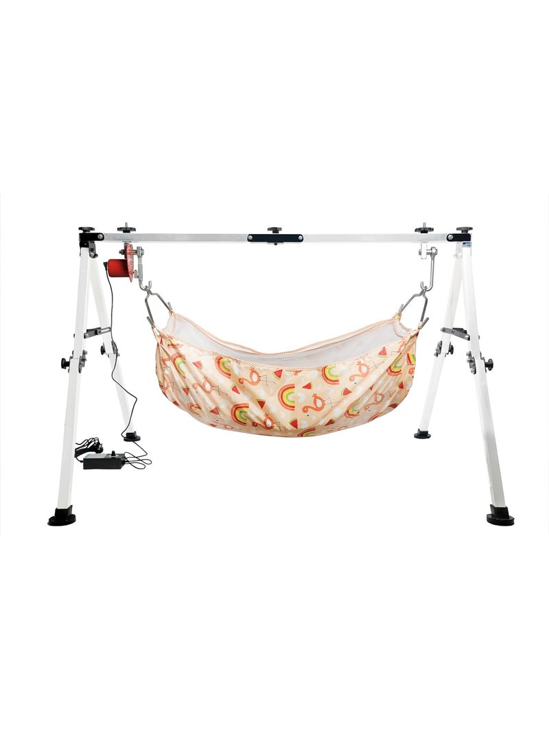 MY CRADLLE THE CRADLLE FOR GENIUS Automatic Electric Cradle With Folding Square Pipe Stainless Steel Ghodiyu Red 22 Centimeters 15 CM 32 CM