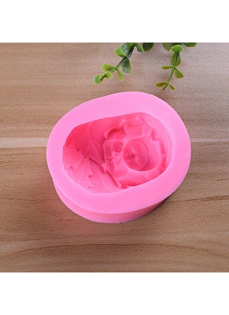 MATIN IMPEX 3D Sleeping Baby Wrapped in Leaves Soap Candle Cake Making Silicone Mold WCM337