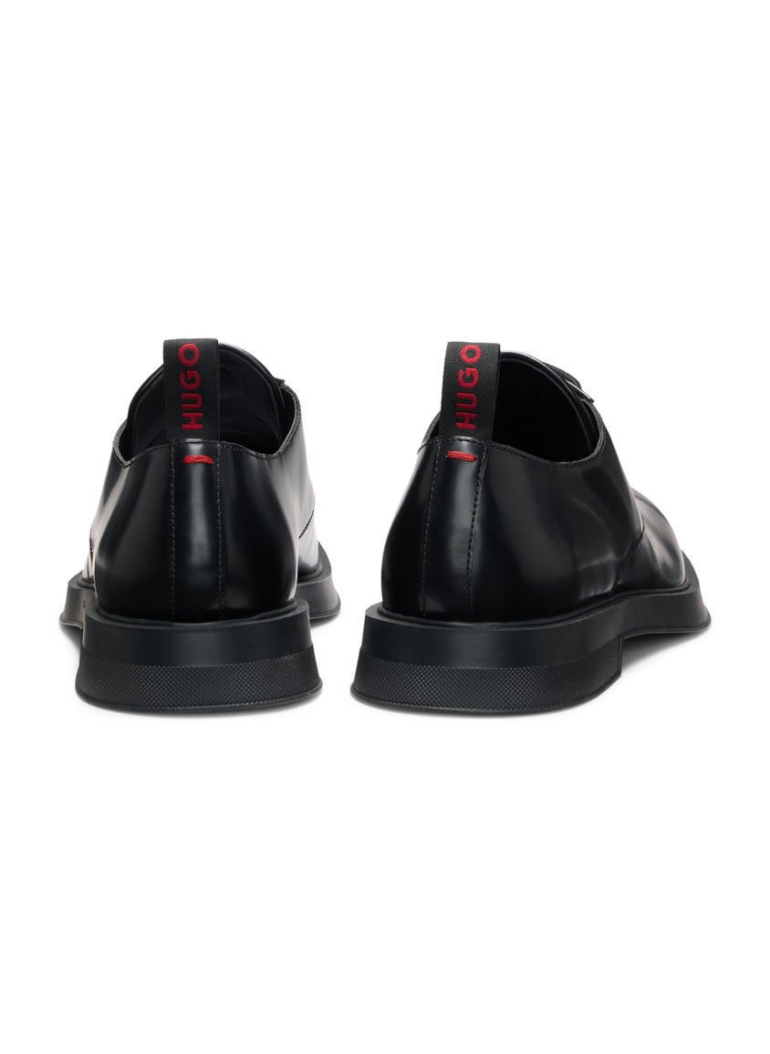Leather Derby shoes with stacked-logo tongue